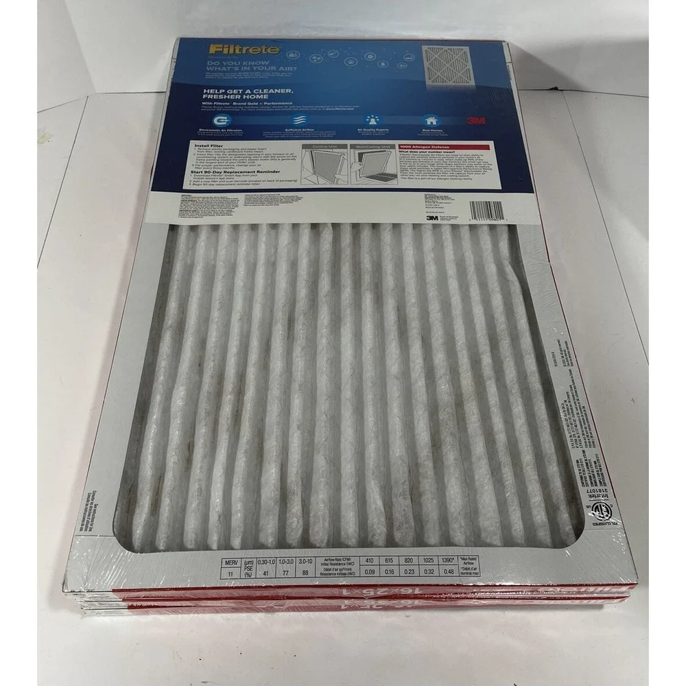 3 Pack 3M Filtrete 1000 Allergen‎ Defense 16x25x1 Air Filter NEW